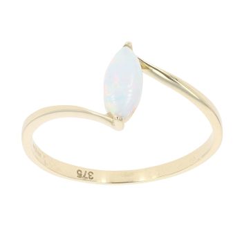 9ct Yellow Gold Created Opal Single Stone Ring