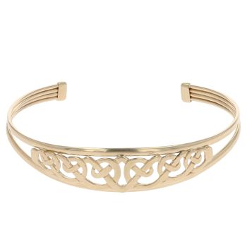 9ct Yellow Gold Celtic Heart Torque Bangle