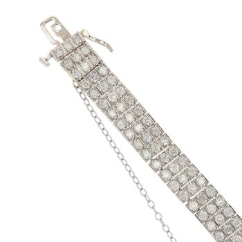 9ct White Gold 6.00ct Brilliant Cut Diamond Three Row Bracelet 6.5"
