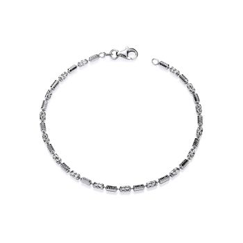 Sterling Silver Rhodium Plated Diamond Cut 7.5" Ladies Bracelet