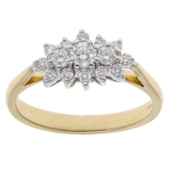 18ct Yellow Gold 0.33ct Brilliant Cut Diamond Cluster Ring
