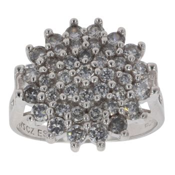 9ct White Gold Cubic Zirconia Cluster Ring