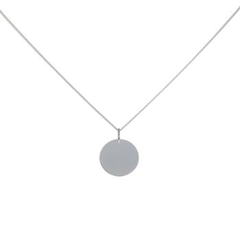 Silver Plain 15mm Disc Pendant And Chain 18" By Icesia