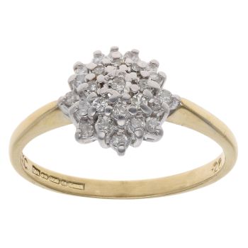 18ct Yellow Gold 0.20ct Brilliant Cut Diamond Cluster Ring