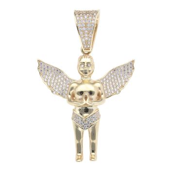 9ct Yellow Gold Cubic Zirconia Cherub Pendant