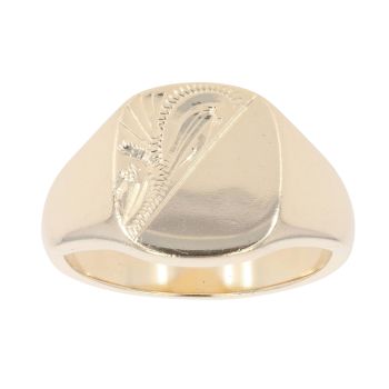 9ct Yellow Gold Patterned Signet Ring