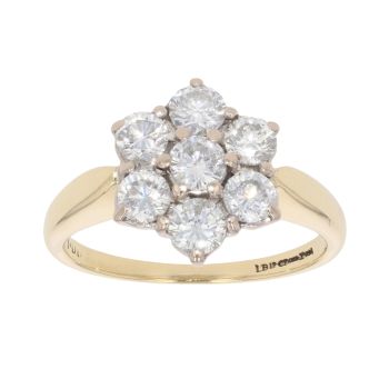 18ct Yellow Gold 1.00ct Diamond Cluster Ring