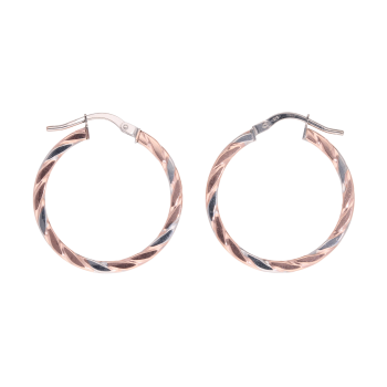 9ct White And Rose Gold Hoop Earrings