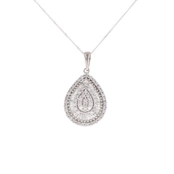 9ct White Gold 1.00ct Diamond Pendant And Chain 18"