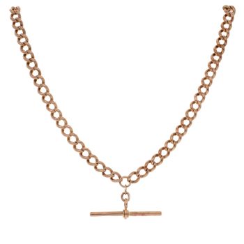 9ct Rose Gold Albert T-Bar Chain 18"