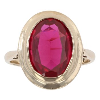 9ct Yellow Gold Created Ruby Solitaire Ring