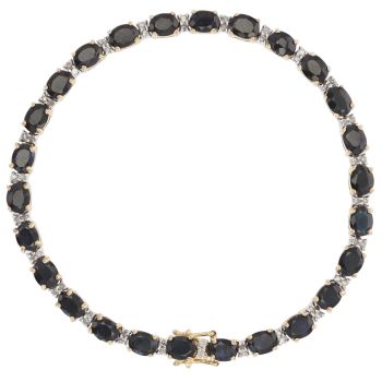 9ct Yellow And White Gold 0.25ct Diamond And Sapphire Bracelet 7"