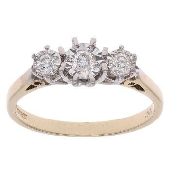 9ct Yellow Gold 0.20ct Brilliant Cut Diamond Trilogy Ring