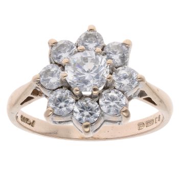 9ct Yellow Gold Cubic Zirconia Cluster Ring