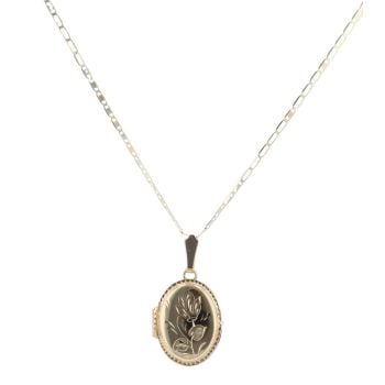 18ct Yellow Gold Patterned Locket And Chain 18"