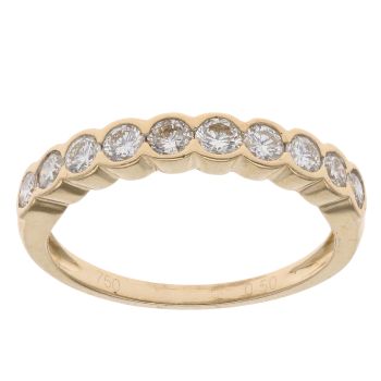 18ct Yellow Gold 0.50ct Brilliant Cut Diamond Half Eternity Ring
