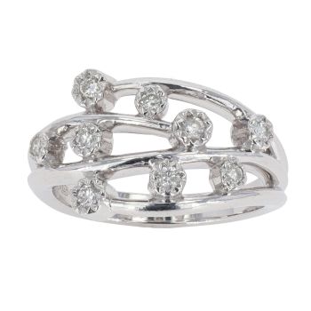 9ct Yellow Gold 0.25ct Diamond Nine Stone Crossover Ring by Anya Belle