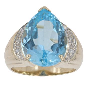 9ct Yellow Gold 0.06ct Diamond And Topaz Ring