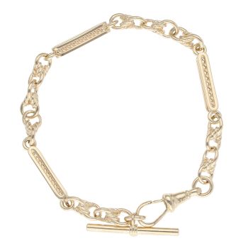 9ct Yellow Gold Fancy T-Bar Bracelet 8"