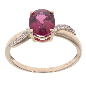 9ct Yellow Gold Cubic Zirconia and Pink Gemstone Ring