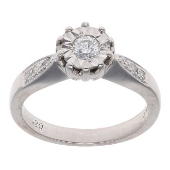 18ct White Gold 0.20ct Brilliant Cut Diamond Solitaire Ring