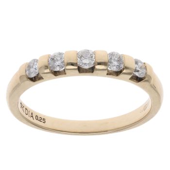 9ct Yellow Gold 0.25ct Brilliant Cut Diamond Five Stone Ring