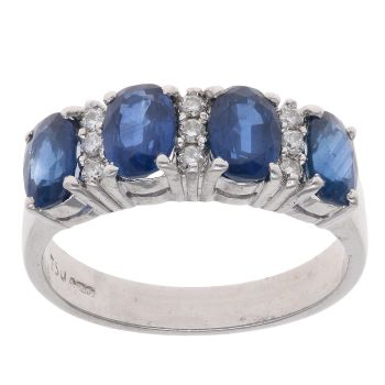 18ct White Gold 0.10ct Diamond and Sapphire Ring