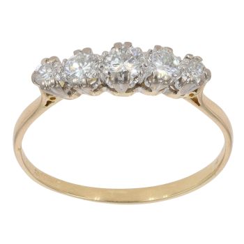 14ct Yellow Gold 0.75ct Brilliant Cut Diamond  Five Stone Ring