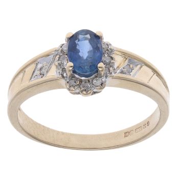 9ct Yellow Gold Sapphire And Cubic Zirconia Cluster Ring