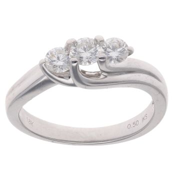 18ct White Gold 0.50ct Brilliant Cut Diamond Trilogy Ring