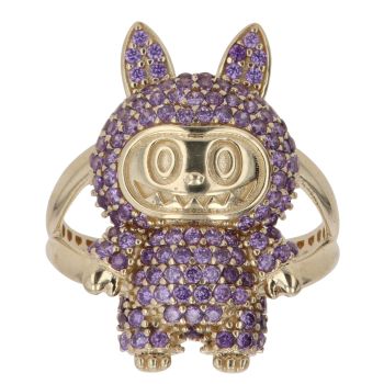 14ct Yellow Gold Purple Gemstone Bunny Ring