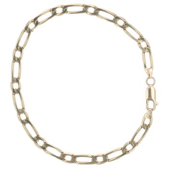 9ct Yellow Gold Figaro Bracelet 7.5"