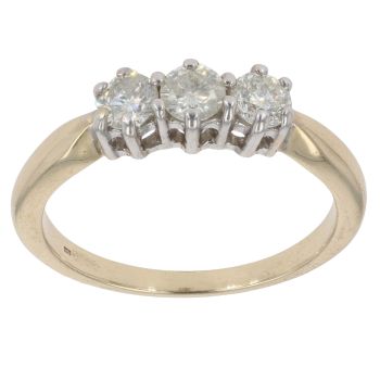 9ct Yellow Gold 0.50ct Brilliant Cut Diamond Trilogy Ring