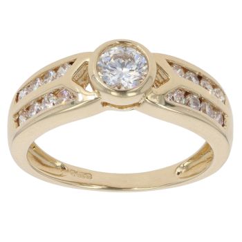 14ct Yellow Gold Cubic Zirconia Solitaire Ring