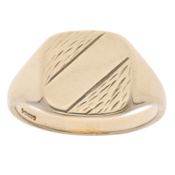 9ct Yellow Gold Square Patterned Signet Ring