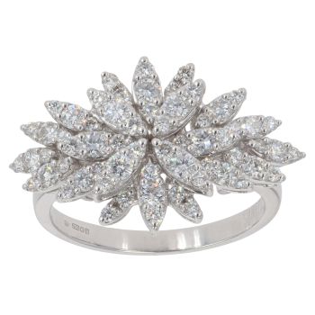 18ct White Gold 1.00ct Brilliant Cut Diamond Cluster Ring