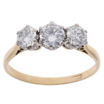 14ct Yellow Gold 1.50ct Brilliant Cut Diamond Trilogy Ring