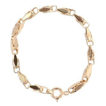 14ct Yellow Gold Greek Key Fancy Bracelet 8.5"