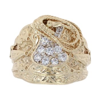 9ct Yellow Gold Cubic Zirconia Saddle Ring