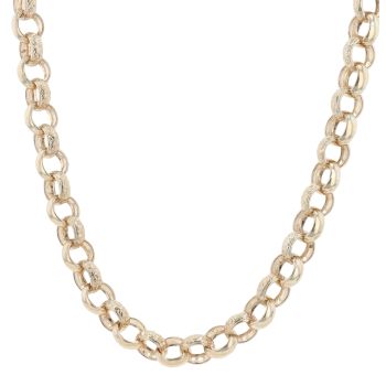 9ct Yellow Gold Patterned And Plain Belcher Chain 28"