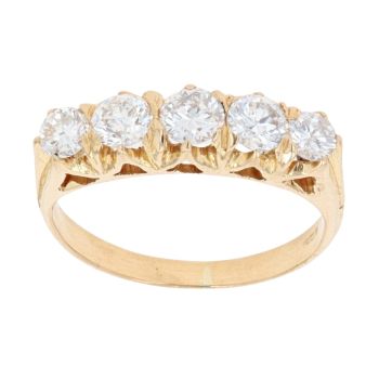 18ct Yellow Gold 1.00ct Brilliant Cut Diamond Five Stone Ring