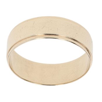 9ct Yellow Gold Stripe Edge Wedding Band 6mm