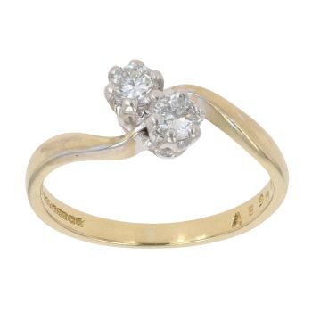18ct Yellow Gold 0.26ct Brilliant Cut Diamond Two Stone Ring