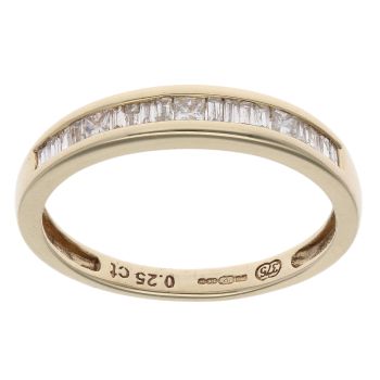 9ct Yellow Gold 0.25ct Princess And Baguette Cut Diamond Ring