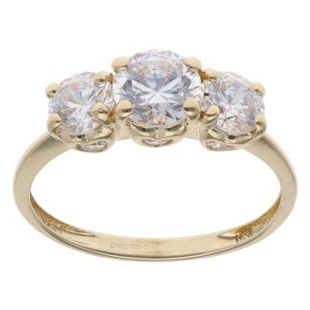 14ct Yellow Gold Cubic Zirconia Three Stone Ring