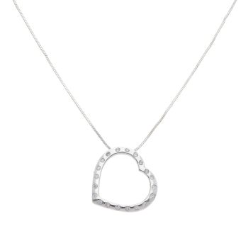 18ct White Gold 0.40ct Diamond Heart Pendant and Chain 18"