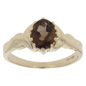 9ct Yellow Gold Smoky Quartz Solitaire Ring