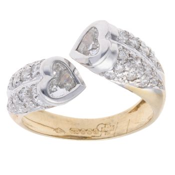 18ct Yellow And White Gold 1.15ct Brilliant And Heart Cut Diamond Fancy Ring
