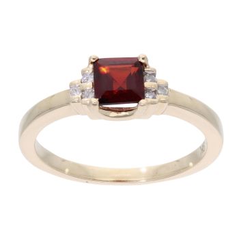 9ct Yellow Gold Created Garnet And Diamond Stone Set Ring
