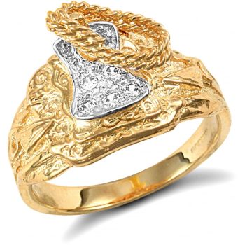 9ct Yellow Gold Cubic Zirconia Saddle Ring